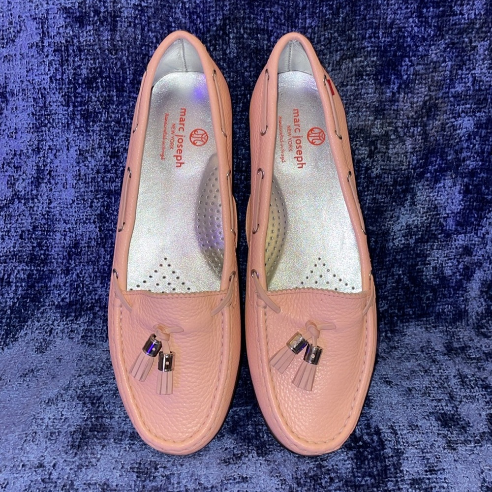 NWOT Marc Joseph Women's Leather Peach/Pink Moccasins. Size 11. - Picture 2 of 6